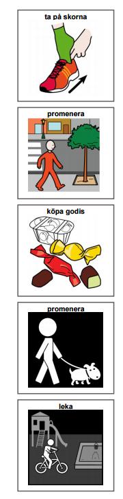 Schema/aktivitetsstöd Är i första hand avsett att ge stöd för att kunna förstå vad som skall hända