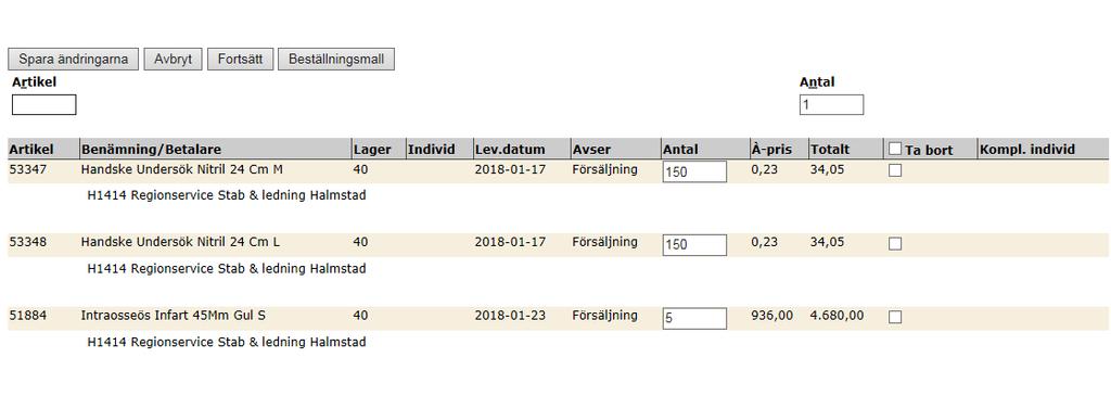 AVSNITT Skicka beställningen 20. När man är klar med sin beställning är det dags att skicka den. 21.