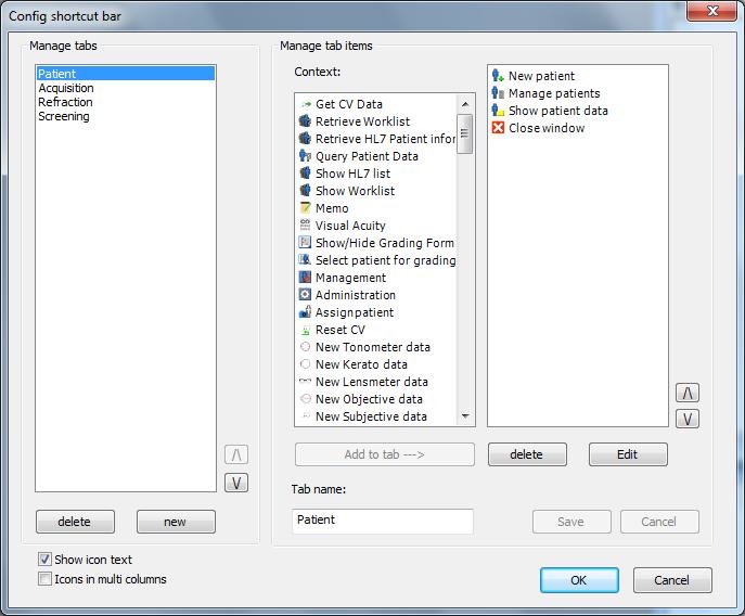 Za prilagoditev vrstice z bližnjicami z desnim klikom kliknite na vrstico z bližnjicami in izberite»customize shortcut