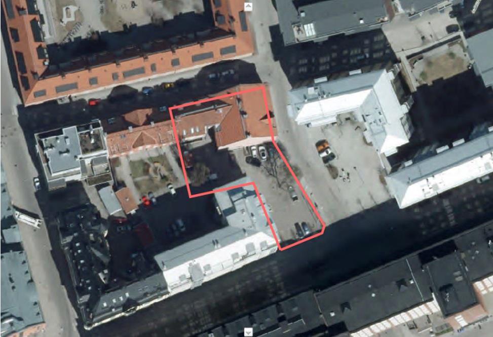 Dagvattenutredning till detaljplan för Lothar 5, Västerås stad Figur 1 2 november 2017 Planområdets placering (plangräns markerad med rött). Fastighetens area är cirka 1 460 m2.