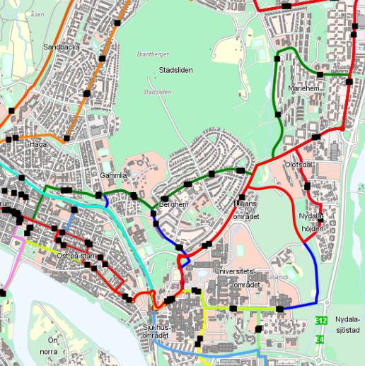 5 (11) Kollektivtrafik Planområde Busshållplats Kollektivtrafiknätet i anslutning till planområdet I direkt anslutning till planområdet ligger en busshållplats som angörs av linje 7 (grön linje).