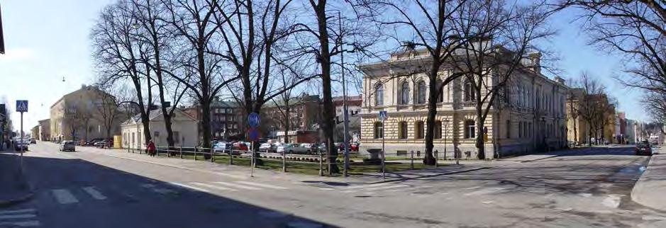 Fredsgatan och nere till höger mot gården.