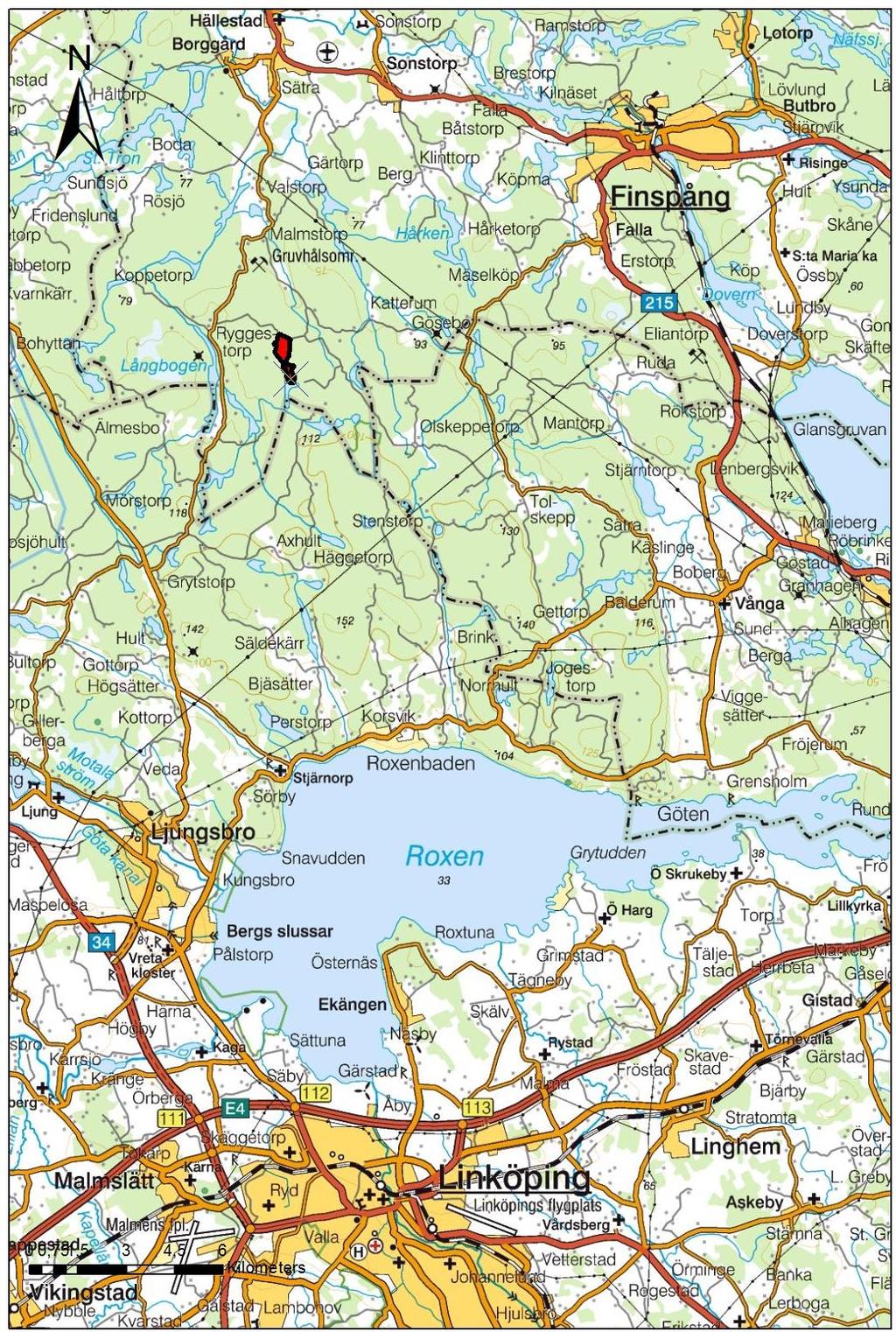 Se reservatsbeslutet. Karta 1. Översiktskarta, röd markering är reservatets läge. Bakgrundskarta Lantmäteriet. Naturbeskrivning Rösjöskogens naturreservat ligger drygt en mil sydväst om Finspång.