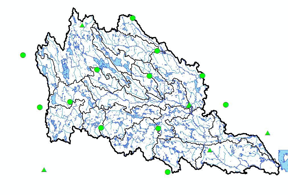 3.1.2 Meteorologiska data Meteorologiska data med dygnsupplösning har inhämtats från SMHI Öppna data för perioden 2002 till 2014 (vald period för kalibrering av NAM-modellen).