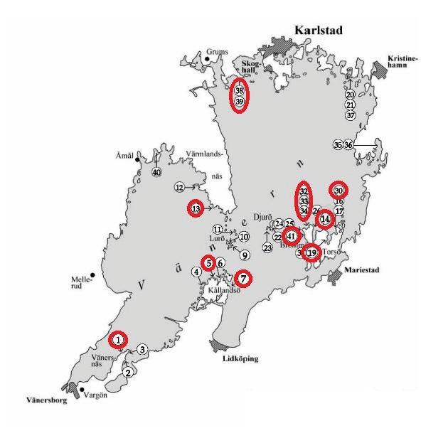 Tabell över områden som inventeras 2015.