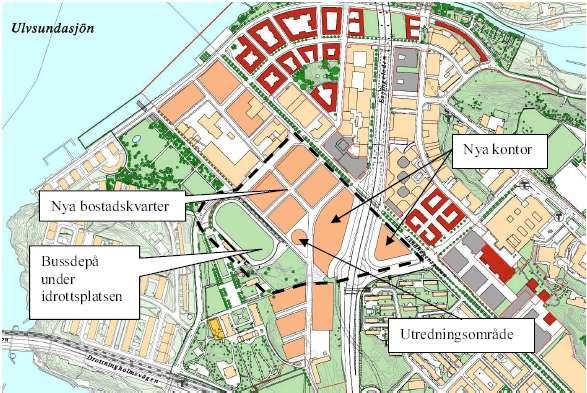 Förslag till ny stadsstruktur inom området Genomförande och tidplan Evakuering av Kristinebergs IP Kristinebergs idrottsplats måste under byggtiden av den nya bussdepån evakueras under en
