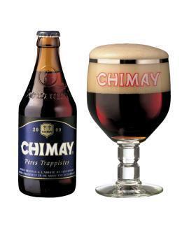 Chimay Blå Tillverkare: Brasserie de Chimay Beskrivning: Trappistöl bryggt av trappistmunkar i Belgien. Blå Chimay är med sina 9 vol % det starkaste ölet av de tre som tillverkas på klostret.