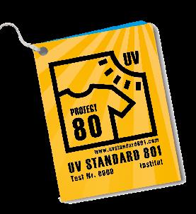UV STANDARD 801 UV-skyddsfaktor för en textil vid användning UPF > 80 Torr textil Fuktig textil av polyamid / elastan under användningsvillkor UPF 29 UPF 25 UPF 27 UPF 28 UPF 23 UPF 26 8 ny ny och