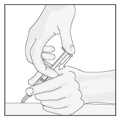 Bild 17 Använd ett nytt injektionsställe för varje ny injektion. Varje ny injektion bör ges minst 3 cm från ett tidigare injektionsställe.