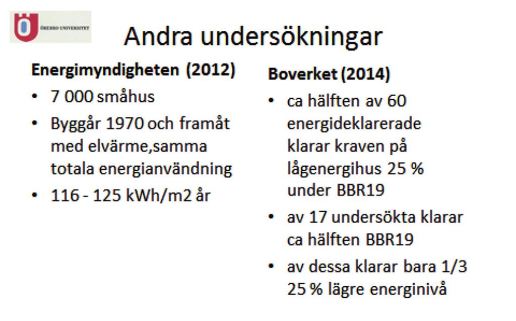 Bristfälligt arbetsutförande för tätningar och isolering liksom vid injustering av värme- och ventilationssystem.