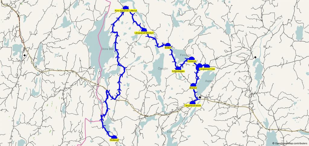 2017-08-10 21:04:38 Karta för Tur 8514 M - F Till Långseruds friskola Fordon 8561 Skolbuss 2 8514 7.55 8.