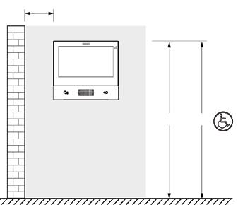 installation Viktigt! Enheten ska installeras på en höjd av cirka 160 cm från golvet. Undvik direkt exponering från ljuskällor för att undvika att man blir bländad av LCD-displayens yta. Obs! Fig.