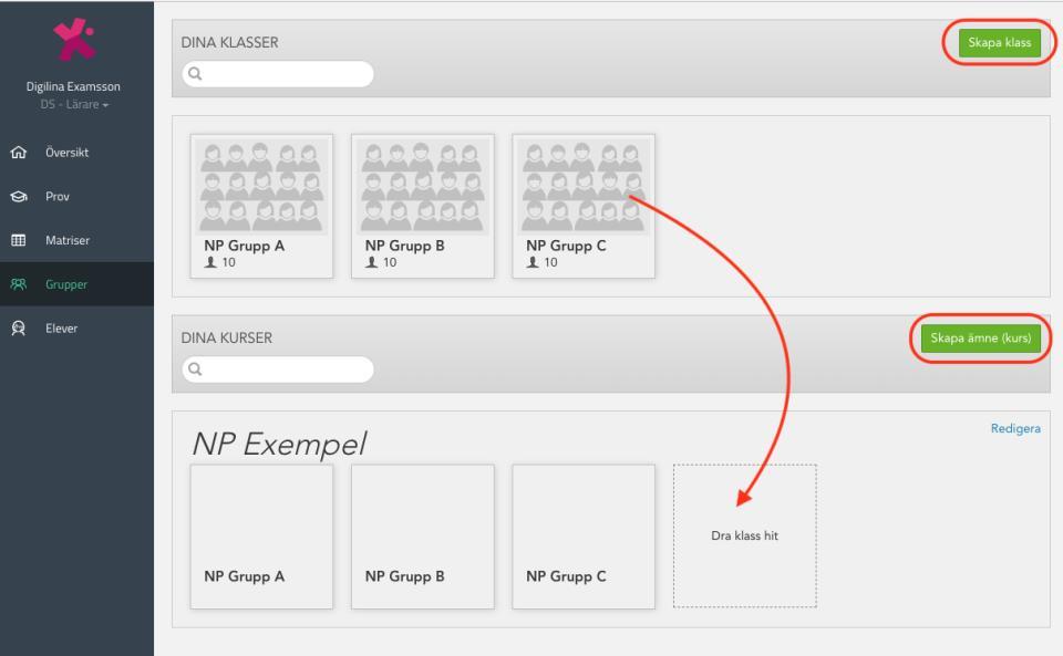 2.2 Schemala gg prov med Välj Grupp Va lj Grupp aktiverar provet till en skapad grupp/klass med elever. Klicka på Grupp i vänstermenyn för att skapa en grupp/klass och koppla den till ett a mne/kurs.