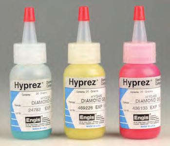 Diamantpasta och polervax Hyprez Lubricant förtunning Benämning Färg Typ Typ Typ Hyprez OS, sprayflaska 450 ml 5102019 Blå oljebaserad Hyprez OS, dunk 2,5 l 5102020 Hyprez W, sprayflaska 450 ml