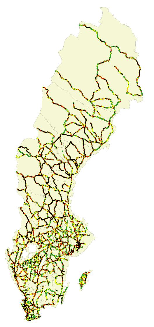 Resultat Sammanlagt har 8 960 mil körts på det svenska vägnätet med undersökningsverktyget.