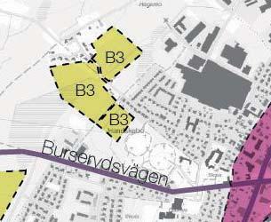 NYTT BOSTADSOMRÅDE, B3 NYTT BOSTADSOMRÅDE, B4 Riktlinjer: Placering och utformning av bostäder ska planeras för att unvika utsikt över intilliggande industriområden.