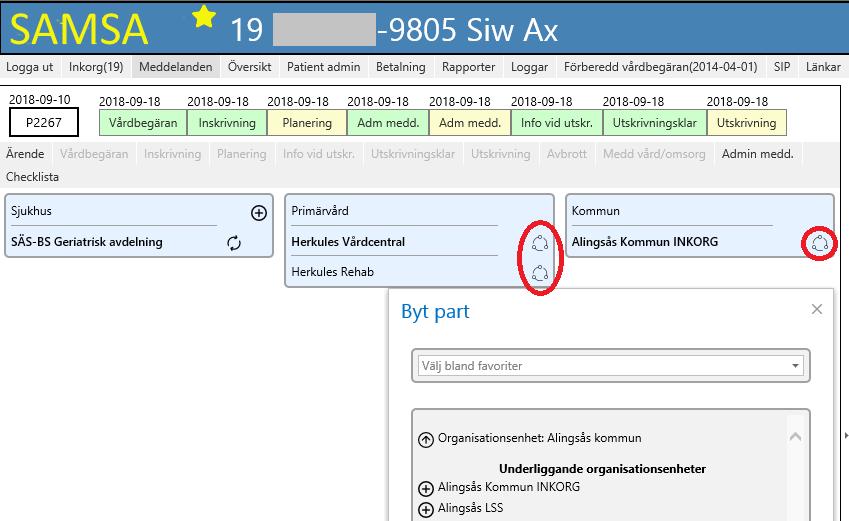 Byt Parter Funktionen byt parter finns på ärendenivå och ska användas efter felsänt eller om fel part valts av misstag.