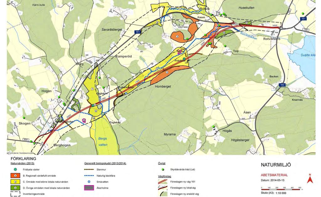 Naturmiljö Naturvärdesinventering (våren 2013) -Områden med naturvärden -Kartering av