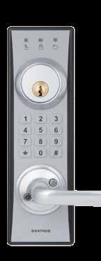 Systemöversikt Dörrens utsida LED-signalerna informerar om låsets aktuella status. Låset går alltid att använda med nyckel. Låsknapp på ovansidan.