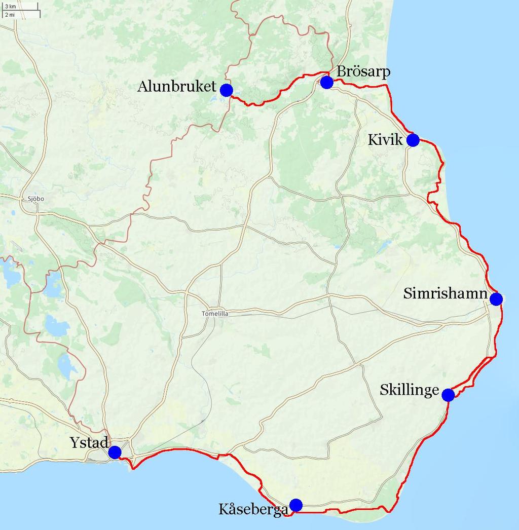 Österlenleden, Simrishamn Alunbruket, 4 nätter Sida 6 av 6 Österlenleden Skåneleden är uppdelad i sju olika leder, totalt cirka 1 000 km vandringsled och uppdelad i 78 dagsetapper.