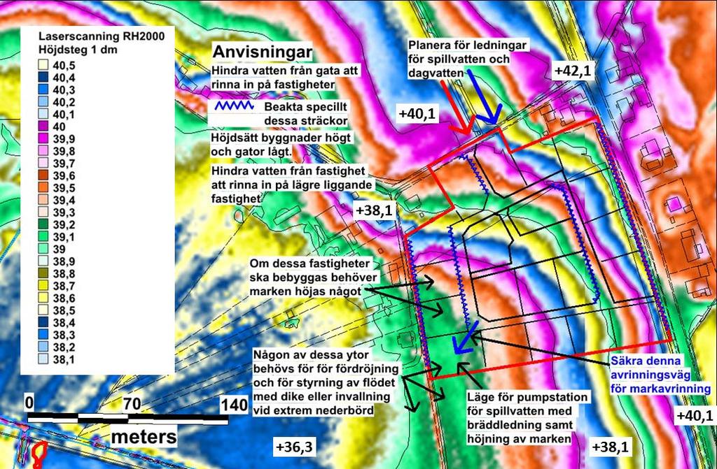 2. Anvisningar och diskussion 2.1 Anvisningar för avvattning inom planområdet Tabell 1 visar ungefärliga ytor och avrinningskoefficienter för planområdet.