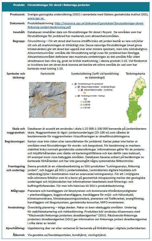 11 Produktblad Alla produktblad innehåller samma metadata-taggar Åtkomst: Typiskt via geodata.