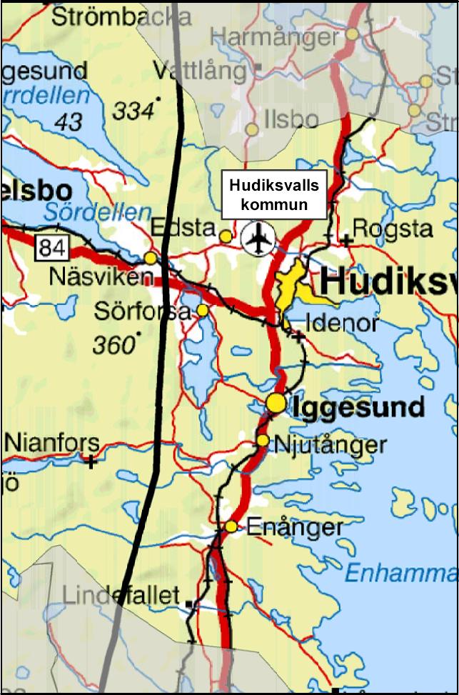 6.2 HUDIKSVALLS KOMMUN 6.2.1 LEDNINGEN I LANDSKAPET Längs hela sträckningen genom kommunen går ledningen parallellt med och väster om 400 kv ledningen CL3.