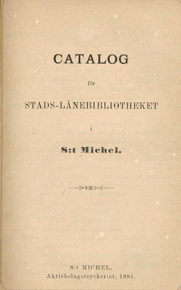 CATALOG för STADS-LÅNBBIBLIOTHEKET i Hii