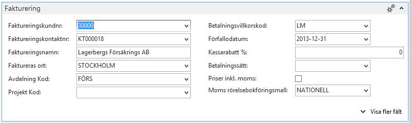 Dokumentdatum Säljarkod Ange det datum som du vill skall stå på offertutskriften. Detta datum styr också förfallodatum på offerten. Ange den person som skall stå som er referens på offerten.