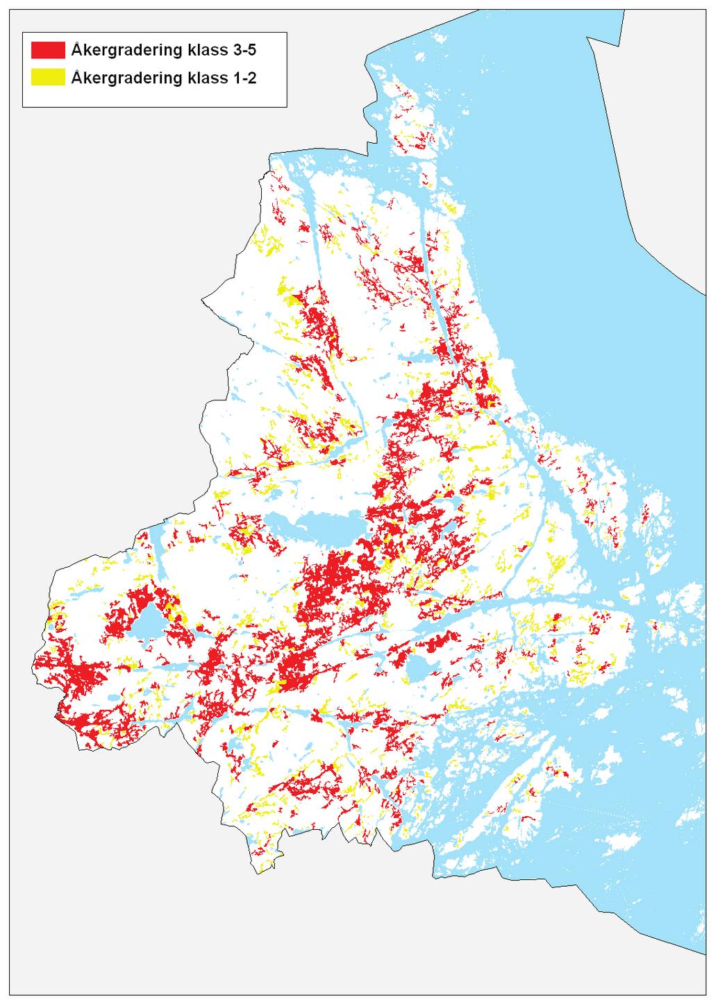 Figur 2.2: Den totala åkerarealen i Norrtälje kommun uppdelad på olika klasser.