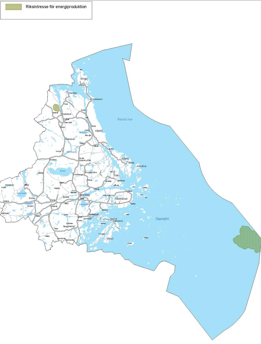 Figur 5.1. Riksintresse för vindkraft Norrtälje kommun. 5.2 Riksintressanta kulturmiljöer I figur 5.