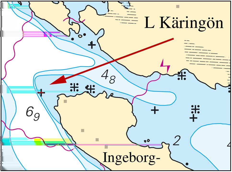 2018-08-23 4 Nr 717 Ålands hav och Skärgårdshavet * 13298 Sjökort: 536 Sverige. Ålands hav och Skärgårdshavet. SO Öregrund. NV om Ingeborgsskäret. Grund.