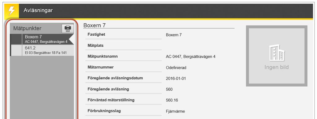 Bakgrund Denna lathund beskriver blocket för avläsningar i Vitec Fastighet Webb. MÄTARLISTA Första gången när blocket används är det nedan vy användaren möts av.