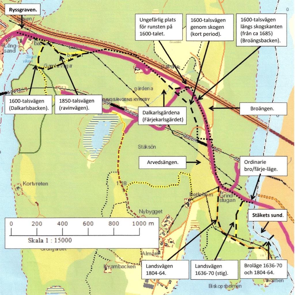 Vägsträckan Stäkets sund - Ryssgraven Vägfaranden mellan Stockholm och Enköping har i alla tider måst passera Stäksön via Stäkets sund och Ryssgraven, en sträcka på drygt 2 km.