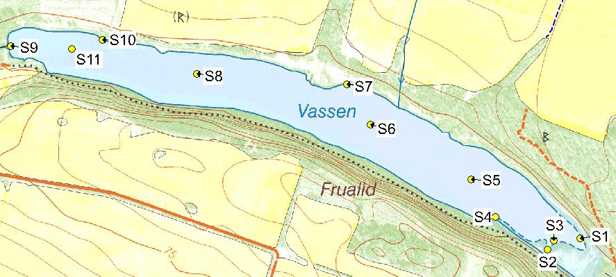 Sedimentens beskaffenhet och analysresultat Provtagning av sediment genomfördes vid två tillfällen. Sedimentpropparna som togs upp var 10 till 45 cm.