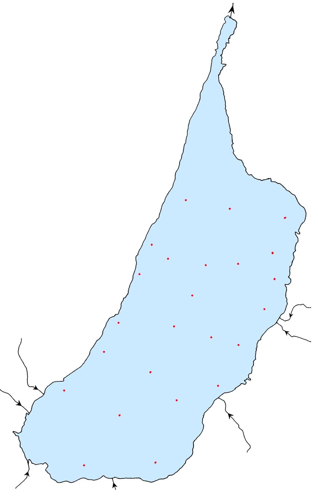 Bilaga 1 Karta nr 2: Nätens placering i sjön.