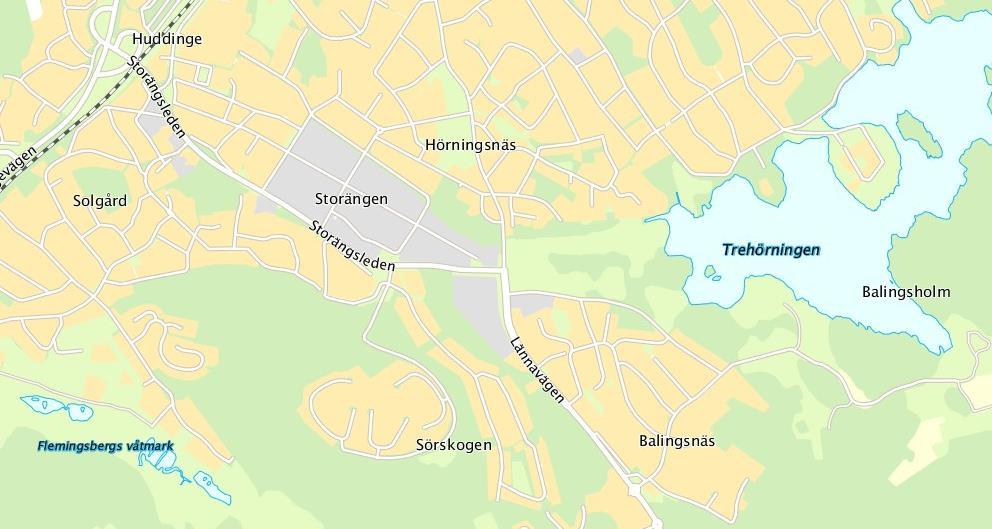 Kartläggning av förutsättningar Området idag Förskolan Balingsnäs ligger på Mörtsjövägen 3 i Östra Balingsnäs, kommundelen Sjödalen, Huddinge kommun.