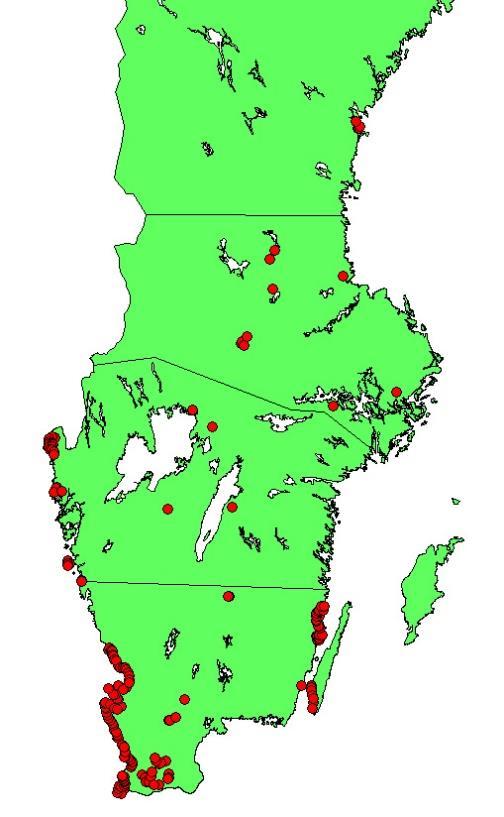 The geographical position of the sites