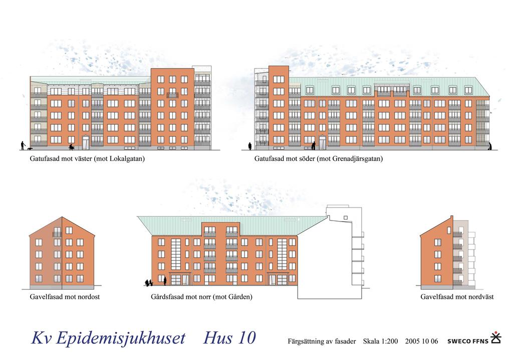 DÖRRAR Björkfanerad dörr till lägenheten och målade dörrar i lägenheten. VÄGGAR Kakel i wc/bad, wc/dusch. Kakel på väggen bakom tvättställ i wc i övrigt målning.