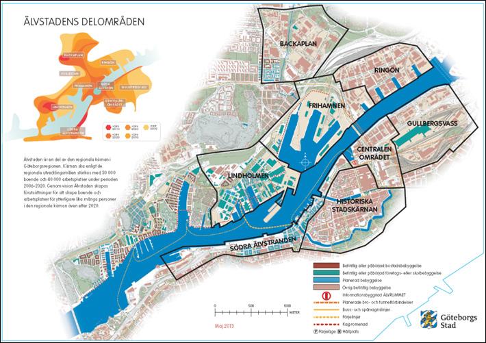 Figur 7: Stadens expansionsplaner inom Älvstaden. Strategiska principer Att välja strategiska principer för hur staden ska hantera översvämningsrisker kräver flera avvägningar.