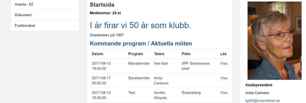 Här ser du nu Testmötet längst ner, och vill du titta på vad som står under noteringsfältet trycker du på Visa Tyvärr är inte alla