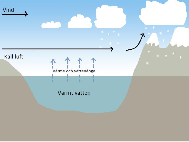 2. Teori 2.1. Snökanoner Snökanoner är ett annat namn för de konvektiva snöband som kan bildas när kall, torr luft transporteras ut över ett varmare hav eller sjö.