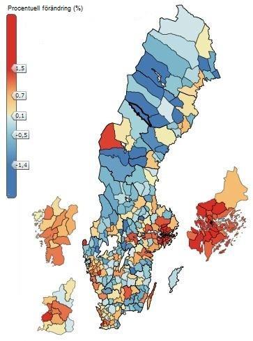 Folkmängdsförändringar i Sveriges kommuner 2012 Sveriges folkmängd uppgick den 31 december 2012 till 9 555 893 personer.