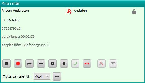 I samtalsrutan ser du vilken telefonistgrupp som samtalet är kopplat från.