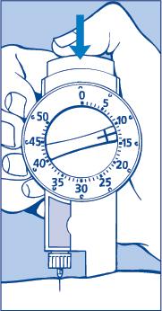 Se till att du inte håller emot dosväljaren medan du injicerar, eftersom dosväljaren måste kunna gå tillbaka till 0 medan du trycker på tryckknappen.