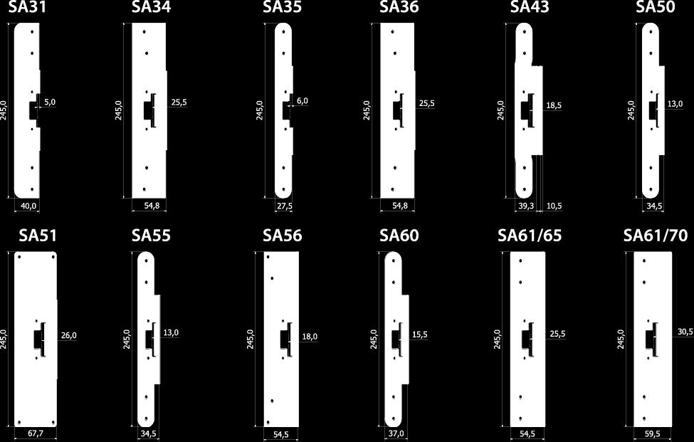 a. För Schüco-profil Simply Smart Samma urtag som T42 & SB421 Plan montagestolpe SA50 Bl.a. För SAPA-profil 2050 Samma urtag som SA55 & SB501 Plan montagestolpe SA51 Bl.a. För SAPA-profil 2086 Samma urtag som T52 & SB511 Plan montagestolpe SA55 Bl.