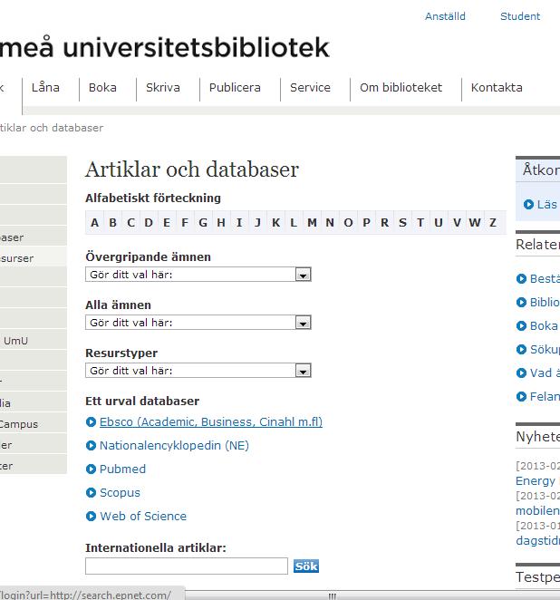 11 Söka via fliken databaser Här bara något kort om vad som händer när du väljer det alternativet.