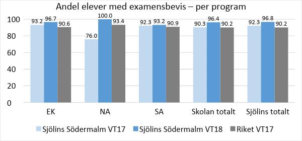 Resultatbilaga Funktionell kvalitet Kunskapsresultat Andel elever med gymnasieexamen (per program) Utbildningen på samtliga nationella program ska leda till att varje elev uppnår kraven för en