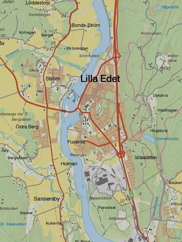 Luftföroreningar i Lilla Edet Genom Lilla Edet löper E45:an. Huvuddelen av tätorten ligger på västra sidan om E45:an som har en årsdygnstrafik (ÅDT) på cirka 9 000 [6].