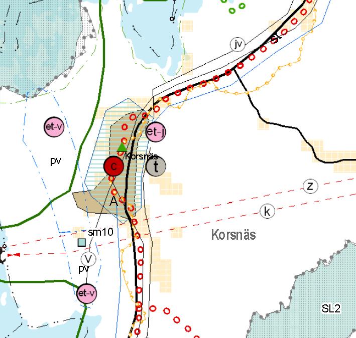 9 Bild 3. Utdrag ur landskapsplanen Detaljplanen behandlar endast ett litet område som uteslutande är avsett för industri och affärsverksamhet.